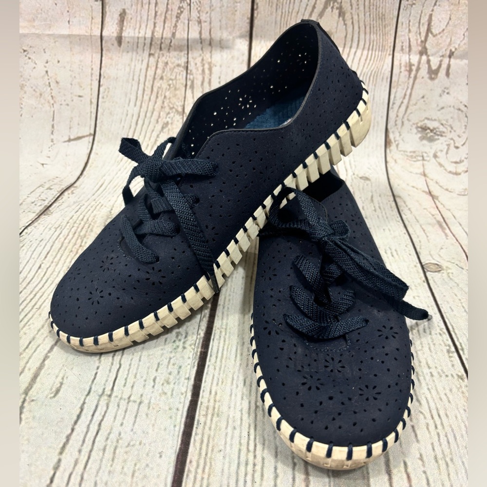 Skechers Sepulveda Floral Maze Casual Shoes Navy Cutout Sneakers Womens Sz 9 - Picture 2 of 7